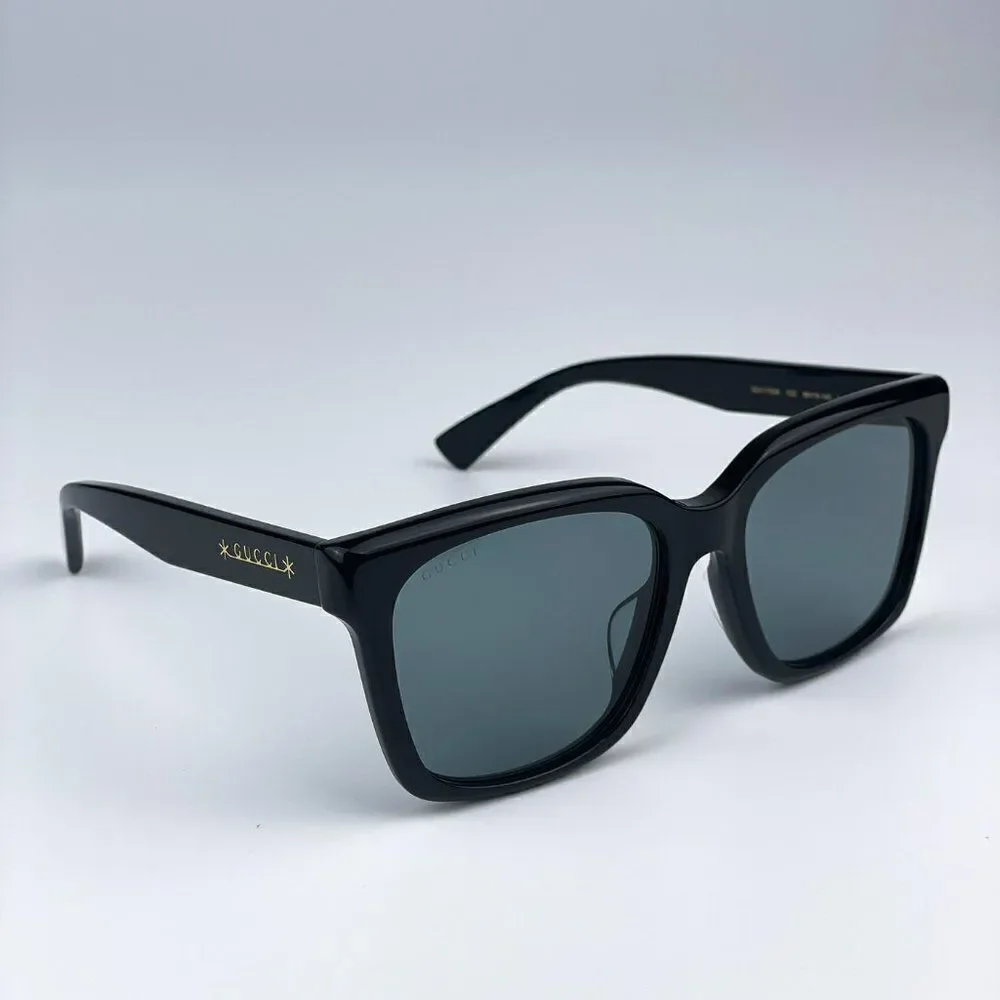 SALE! NEW Gucci GG1175SK 002 Black Smoke Grey Square Unisex Sunglasses
